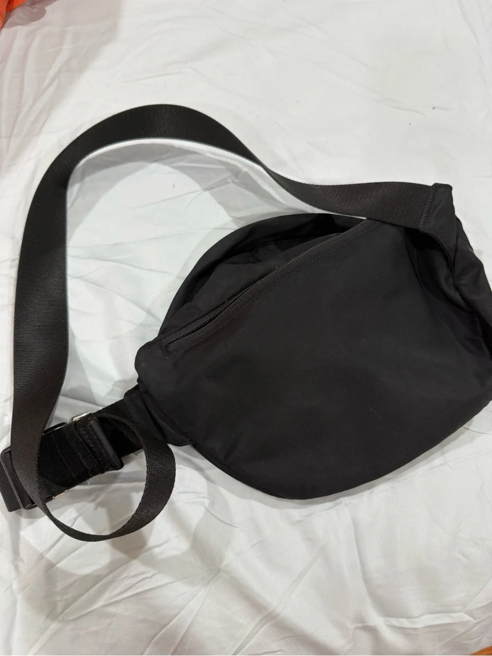 lululemon athletica Black Nylon Belt Bag with Silver Hardware